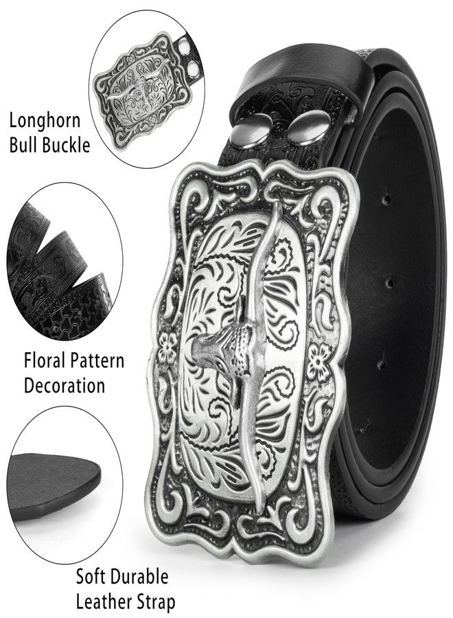 OVOY Men Women Vintage Cow-Head-Buckle Western-Cowboy-Belt for Jeans Pants - Image 2